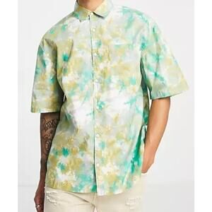 New ~ TOPMAN ~ Marble Print Relaxed Shirt Large ASOS 100% Cotton